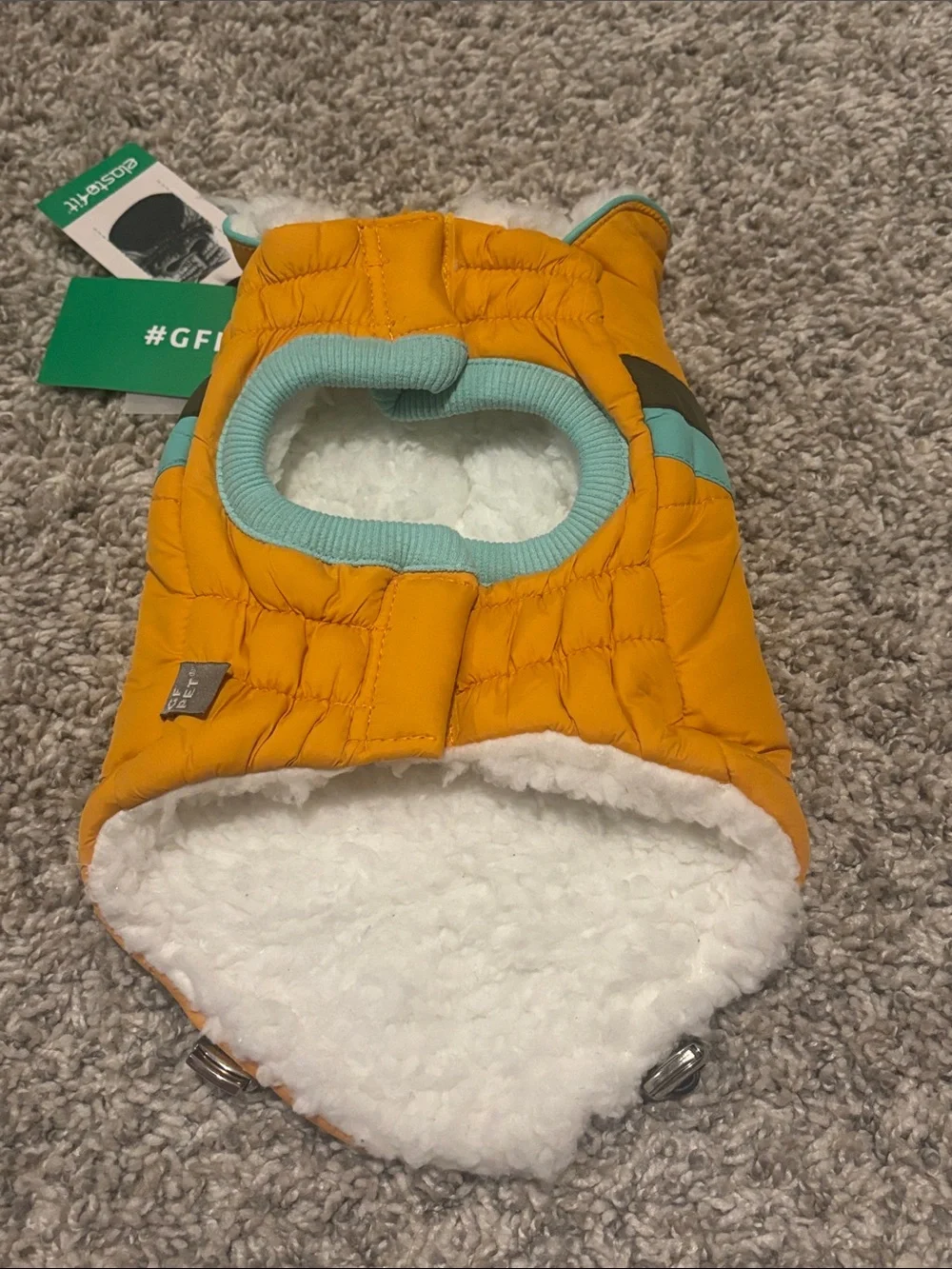 NWT GF Pet Alpine Puffer Dog Coat Yellow XXS